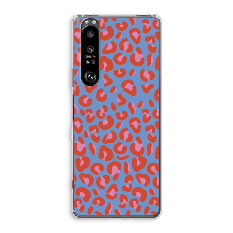 Leopard blue: Sony Xperia 1 III Transparant Hoesje