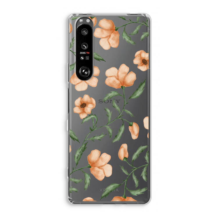 Peachy flowers: Sony Xperia 1 III Transparant Hoesje