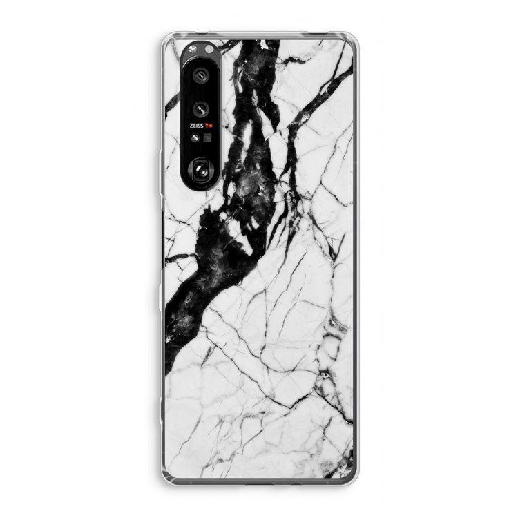 Witte marmer 2: Sony Xperia 1 III Transparant Hoesje