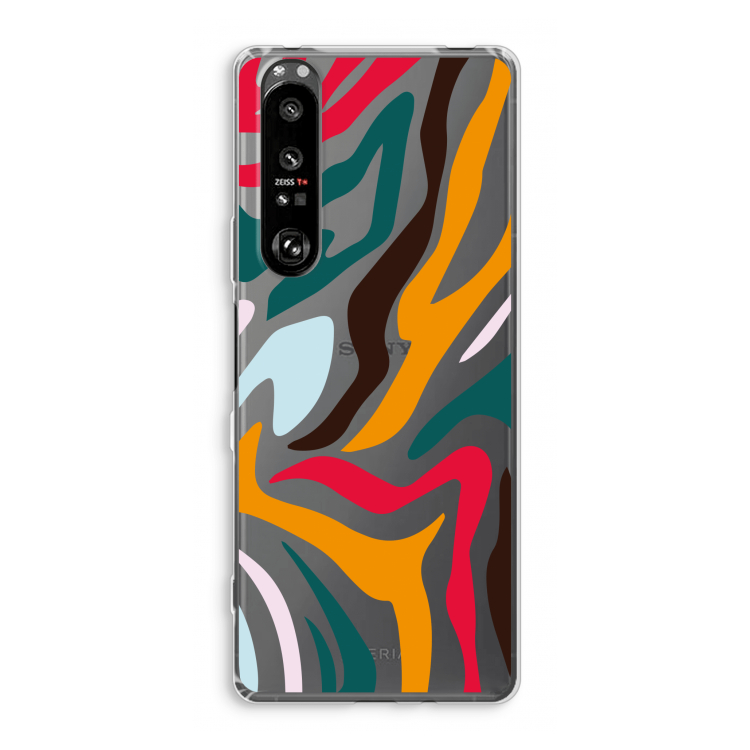Colored Zebra: Sony Xperia 1 III Transparant Hoesje