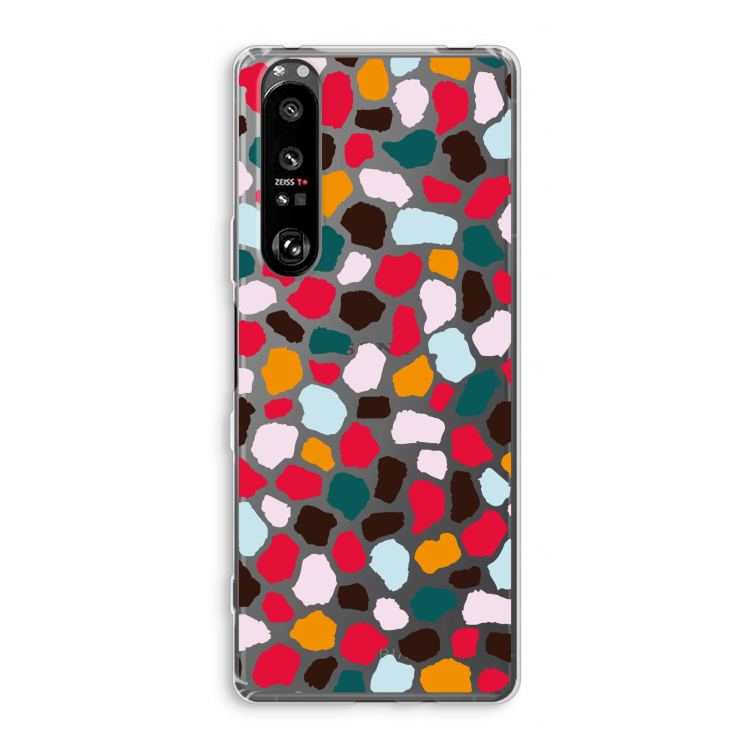Colored Giraffe: Sony Xperia 1 III Transparant Hoesje