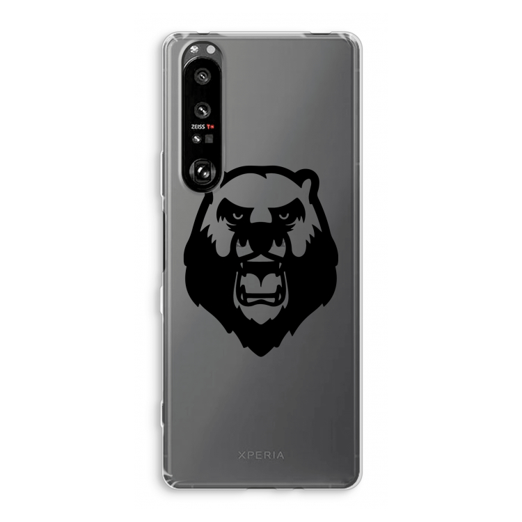 Angry Bear (black): Sony Xperia 1 III Transparant Hoesje