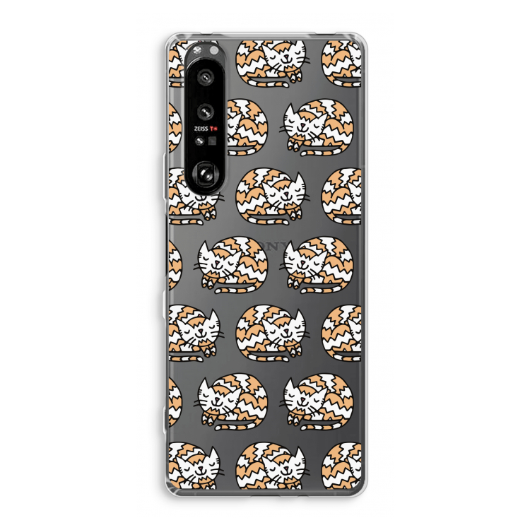 Slapende poes: Sony Xperia 1 III Transparant Hoesje
