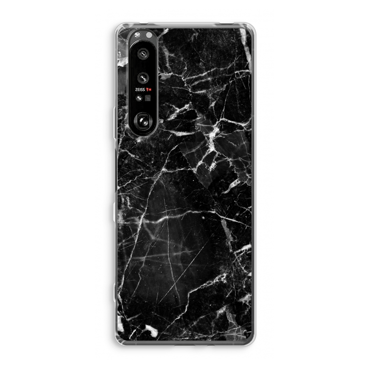 Zwart Marmer 2: Sony Xperia 1 III Transparant Hoesje