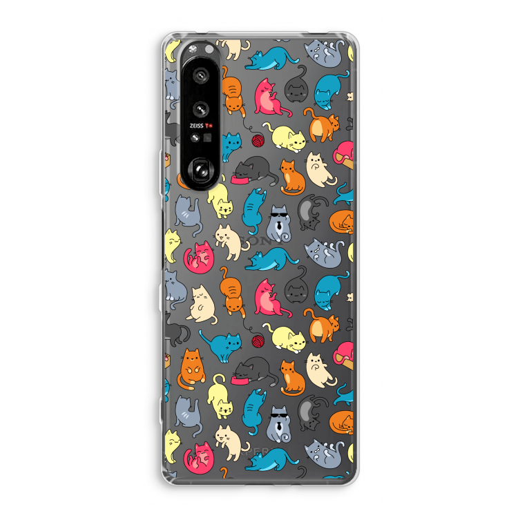 Kleurrijke katten: Sony Xperia 1 III Transparant Hoesje