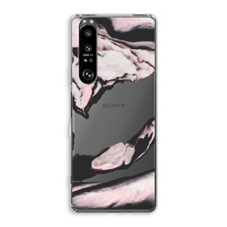 Roze stroom: Sony Xperia 1 III Transparant Hoesje