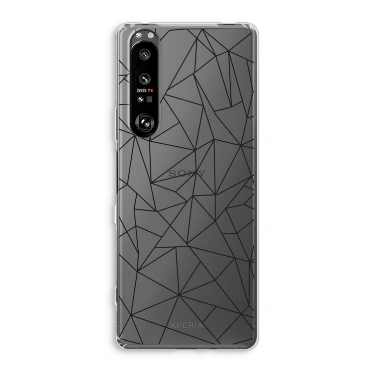 Geometrische lijnen zwart: Sony Xperia 1 III Transparant Hoesje