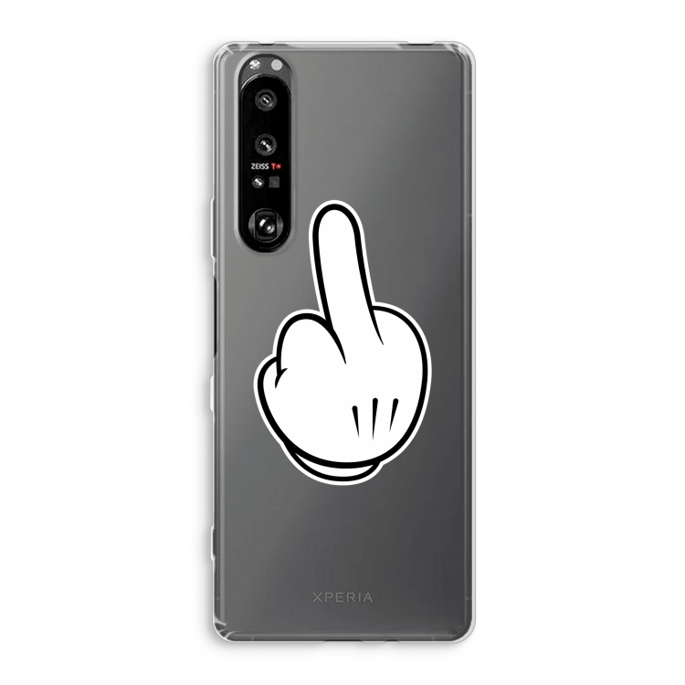 Middle finger black: Sony Xperia 1 III Transparant Hoesje