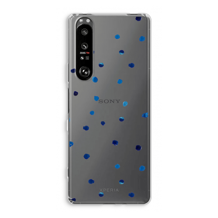 Blauwe stippen: Sony Xperia 1 III Transparant Hoesje