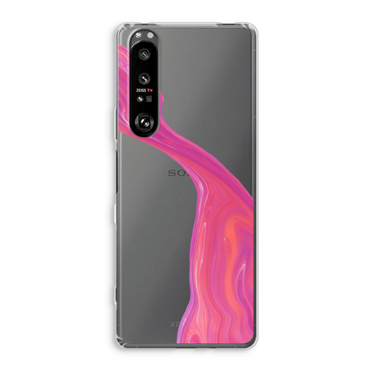 Paarse stroom: Sony Xperia 1 III Transparant Hoesje