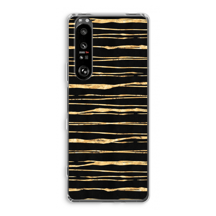 Gouden strepen: Sony Xperia 1 III Transparant Hoesje