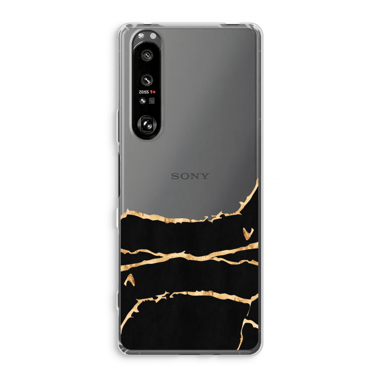 Gouden marmer: Sony Xperia 1 III Transparant Hoesje