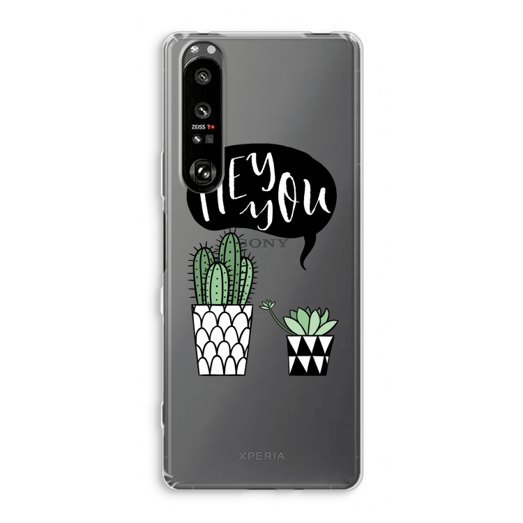 Hey you cactus: Sony Xperia 1 III Transparant Hoesje