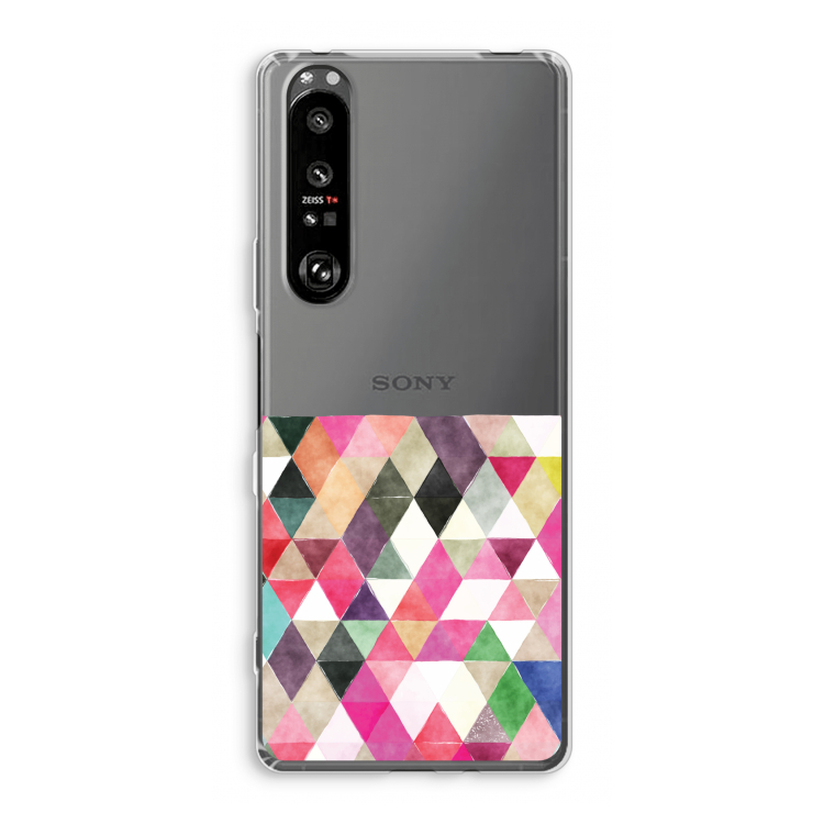 Gekleurde driehoekjes: Sony Xperia 1 III Transparant Hoesje