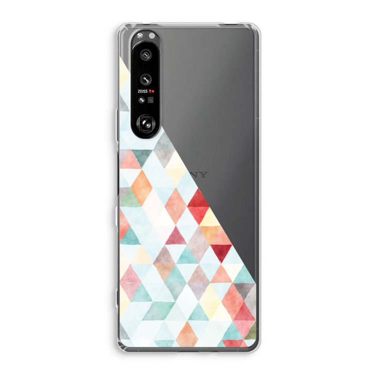Gekleurde driehoekjes pastel: Sony Xperia 1 III Transparant Hoesje