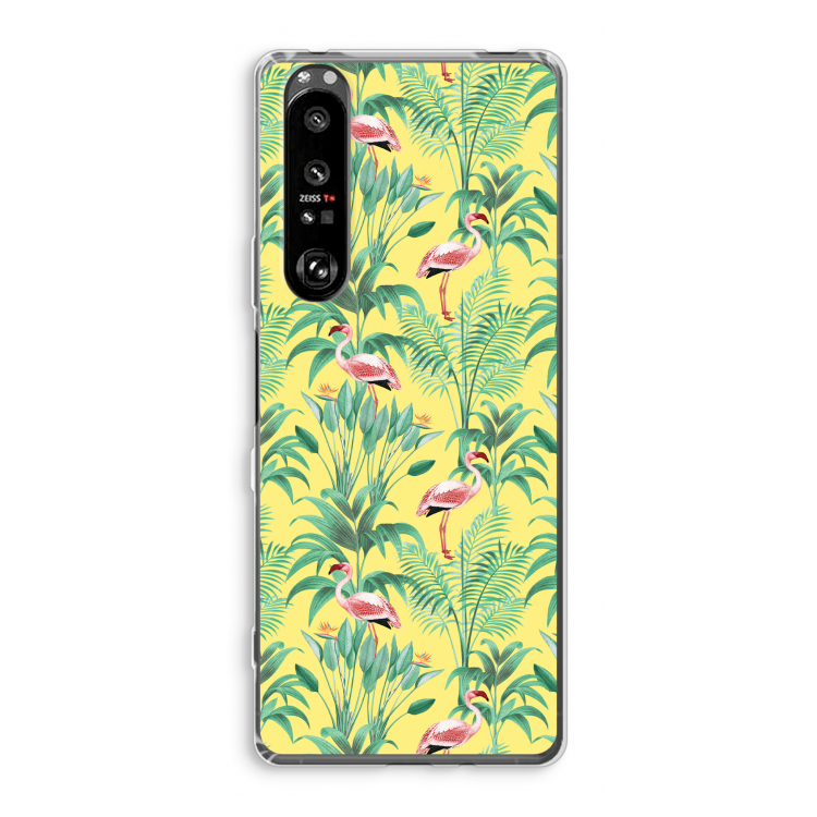 Flamingo party: Sony Xperia 1 III Transparant Hoesje