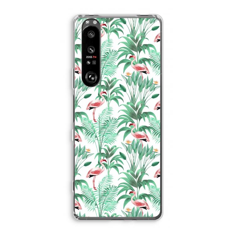 Flamingo bladeren: Sony Xperia 1 III Transparant Hoesje