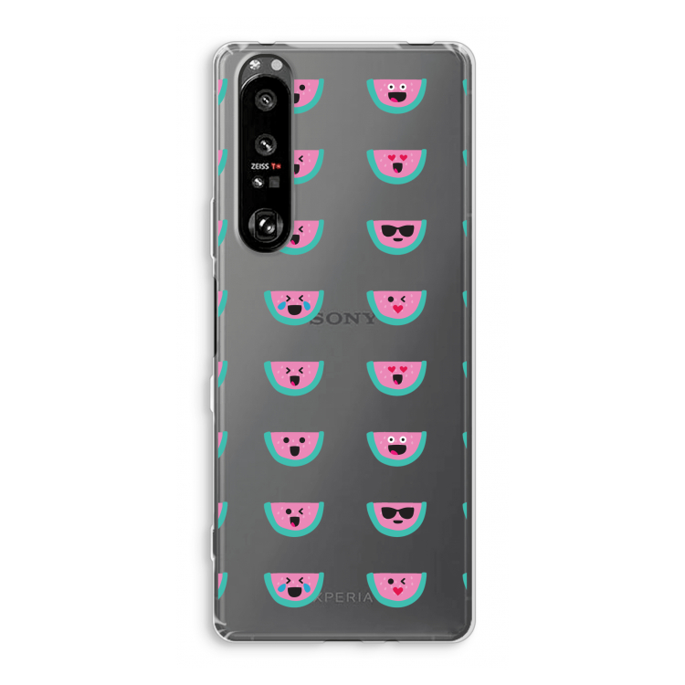 Smiley watermeloenprint: Sony Xperia 1 III Transparant Hoesje