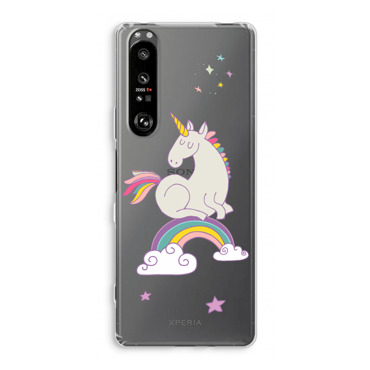 Regenboog eenhoorn: Sony Xperia 1 III Transparant Hoesje