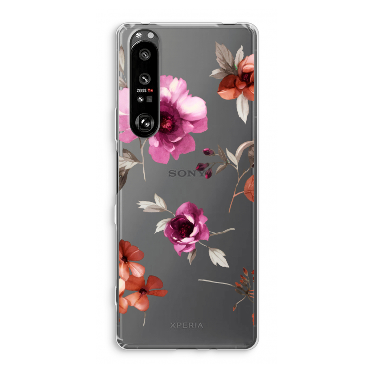 Geschilderde bloemen: Sony Xperia 1 III Transparant Hoesje
