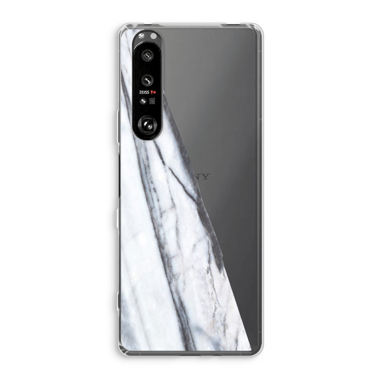 Gestreepte marmer: Sony Xperia 1 III Transparant Hoesje
