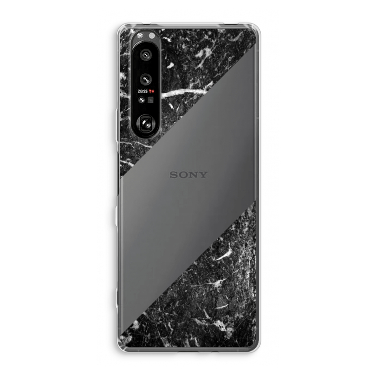 Zwart marmer: Sony Xperia 1 III Transparant Hoesje