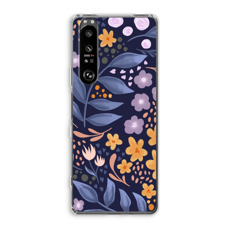 Flowers with blue leaves: Sony Xperia 1 III Transparant Hoesje