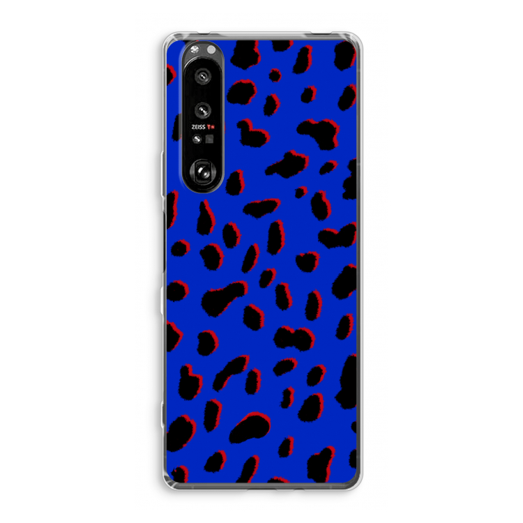 Blue Leopard: Sony Xperia 1 III Transparant Hoesje