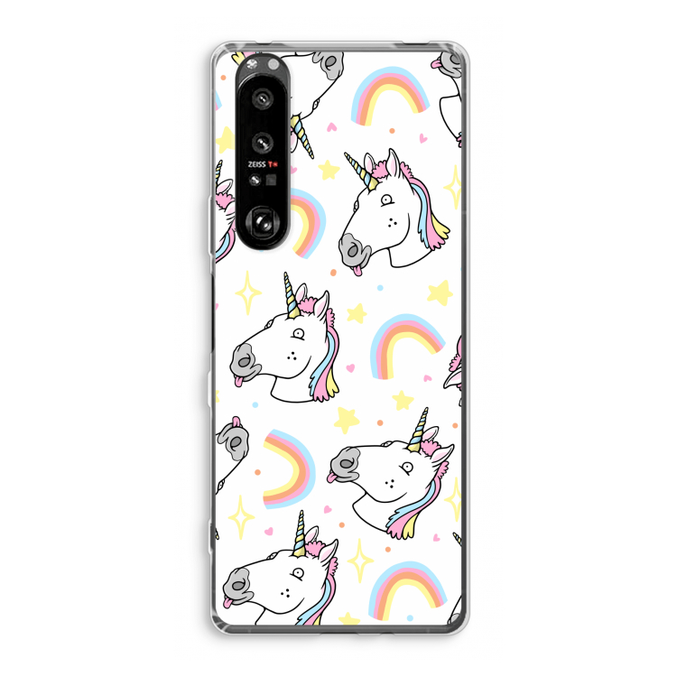 Rainbow Unicorn: Sony Xperia 1 III Transparant Hoesje