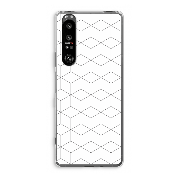 Zwart-witte kubussen: Sony Xperia 1 III Transparant Hoesje