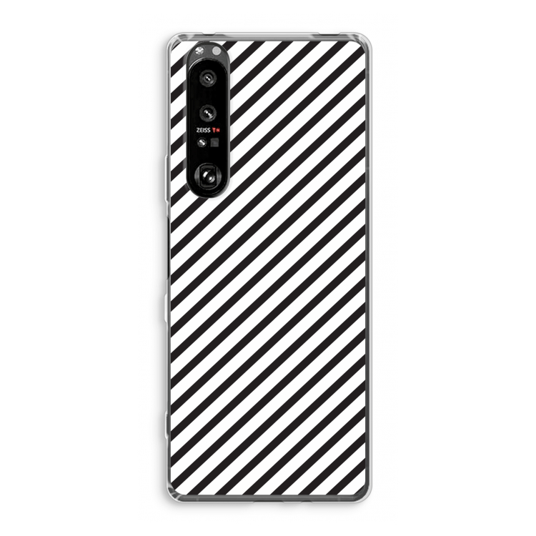 Strepen zwart-wit: Sony Xperia 1 III Transparant Hoesje