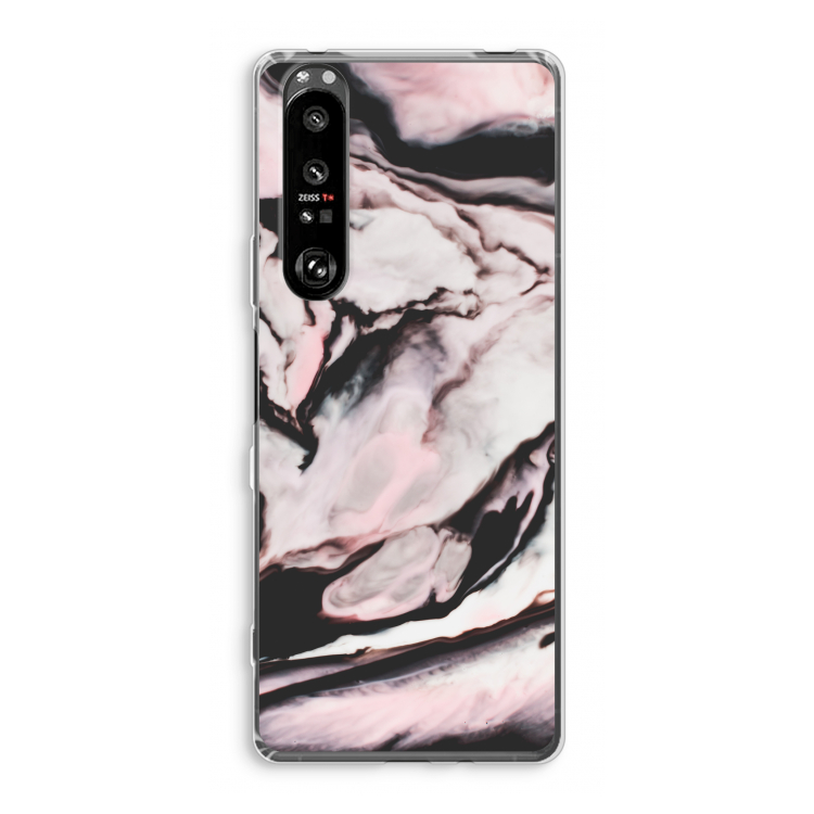 Roze stroom: Sony Xperia 1 III Transparant Hoesje