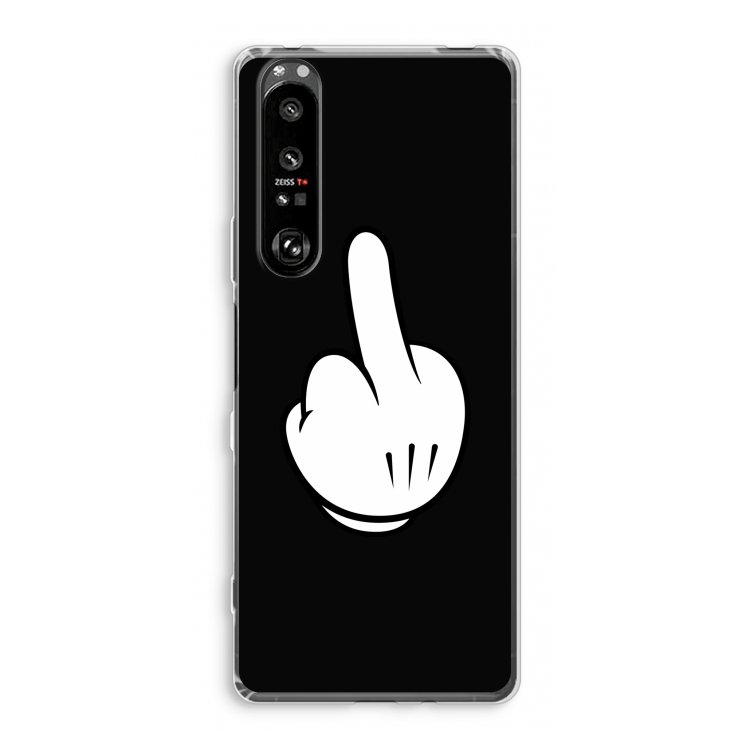 Middle finger black: Sony Xperia 1 III Transparant Hoesje