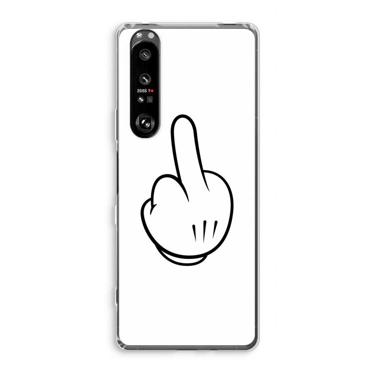 Middle finger white: Sony Xperia 1 III Transparant Hoesje