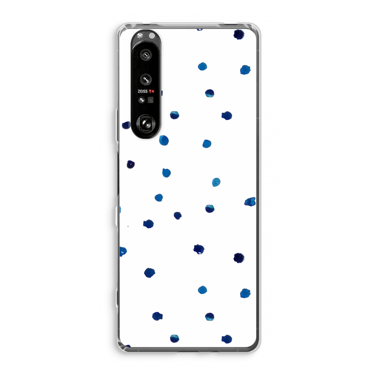 Blauwe stippen: Sony Xperia 1 III Transparant Hoesje