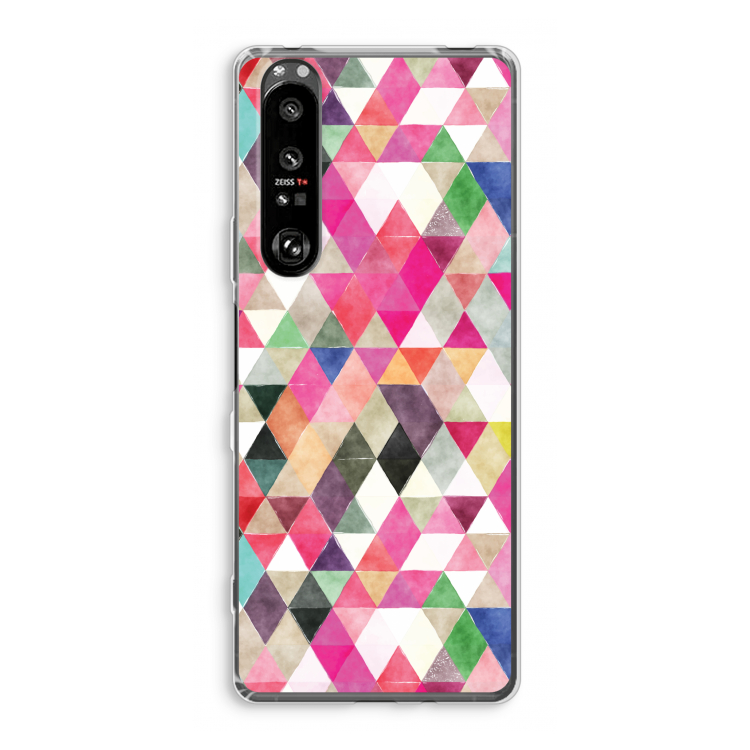 Gekleurde driehoekjes: Sony Xperia 1 III Transparant Hoesje