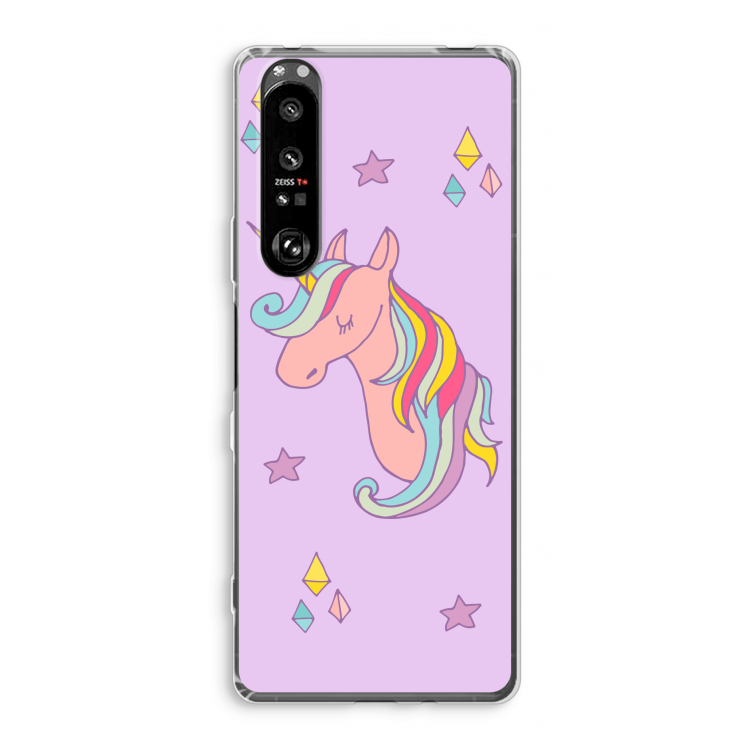 Roze eenhoorn: Sony Xperia 1 III Transparant Hoesje