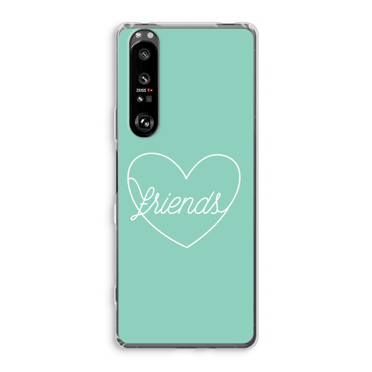 Friends heart pastel: Sony Xperia 1 III Transparant Hoesje