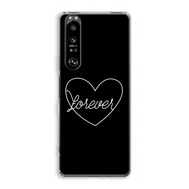 Forever heart black: Sony Xperia 1 III Transparant Hoesje