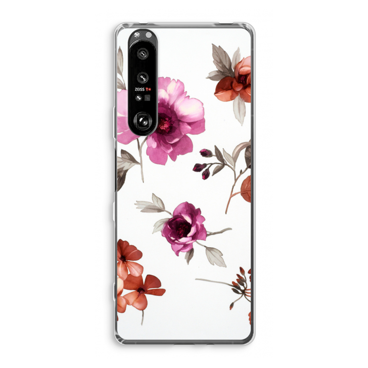 Geschilderde bloemen: Sony Xperia 1 III Transparant Hoesje