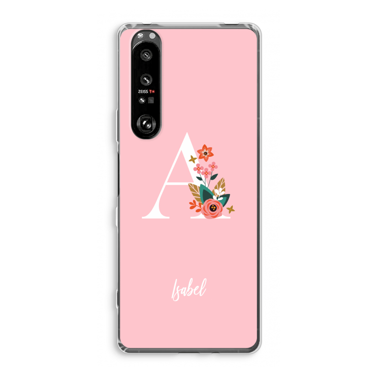 Pink Bouquet: Sony Xperia 1 III Transparant Hoesje