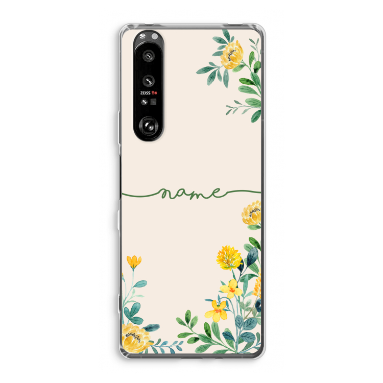 Gele bloemen: Sony Xperia 1 III Transparant Hoesje