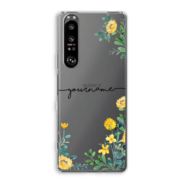 Gele bloemen: Sony Xperia 1 III Transparant Hoesje