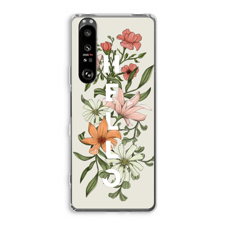 Hello bloemen: Sony Xperia 1 III Transparant Hoesje