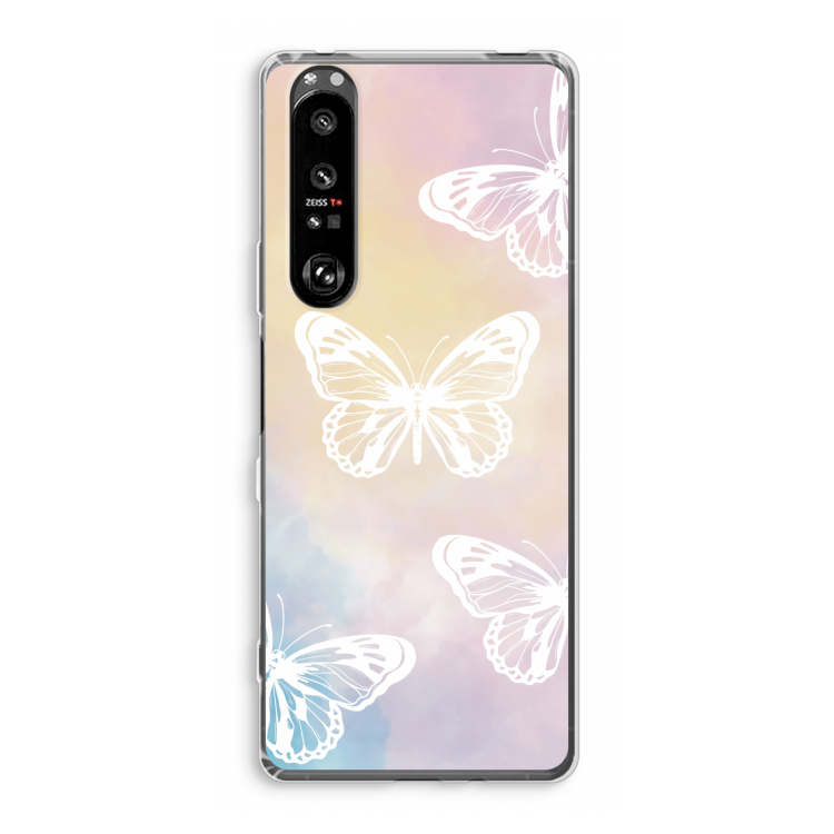 White butterfly: Sony Xperia 1 III Transparant Hoesje