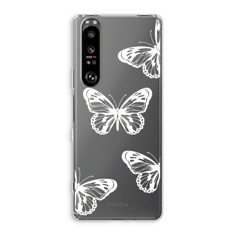 White butterfly: Sony Xperia 1 III Transparant Hoesje