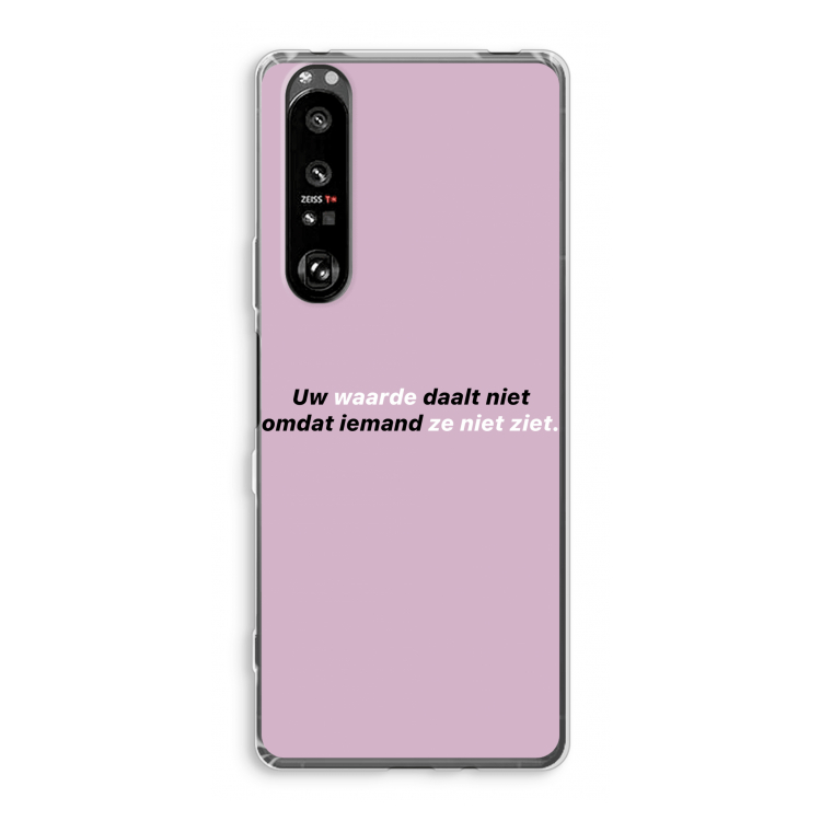 uw waarde daalt niet: Sony Xperia 1 III Transparant Hoesje