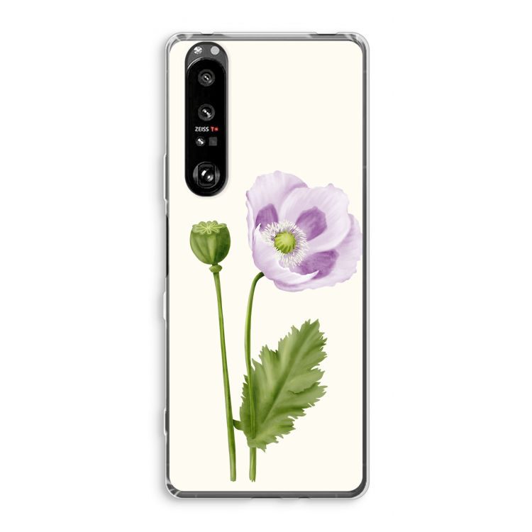 Purple poppy: Sony Xperia 1 III Transparant Hoesje