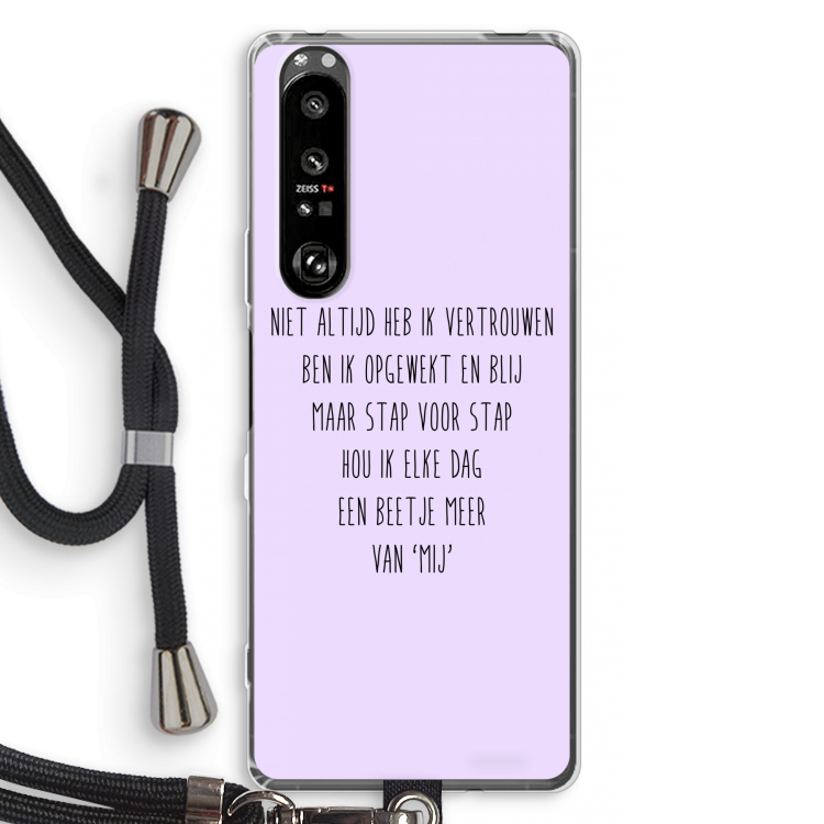 Zelfvertrouwen: Sony Xperia 1 III Transparant Hoesje met koord
