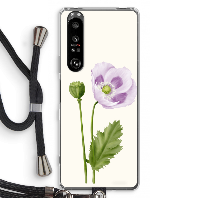 Purple poppy: Sony Xperia 1 III Transparant Hoesje met koord